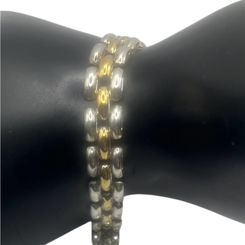 Panther Link Sterling Silver and Gold Plated Chain Bracelet